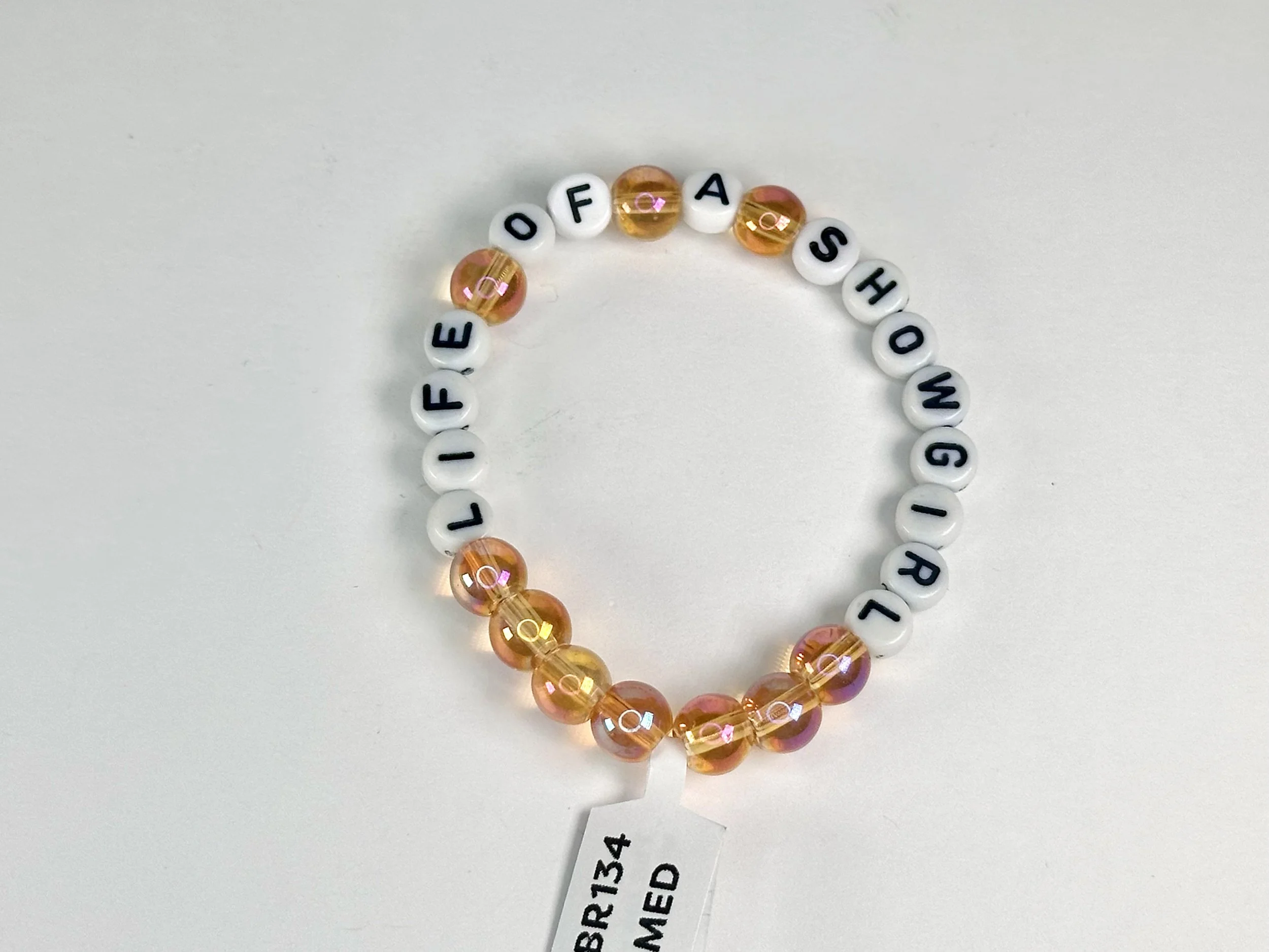 Medium "Life of a Showgirl" Orange Beaded Stretch Bracelet | Glass Bead Bracelet