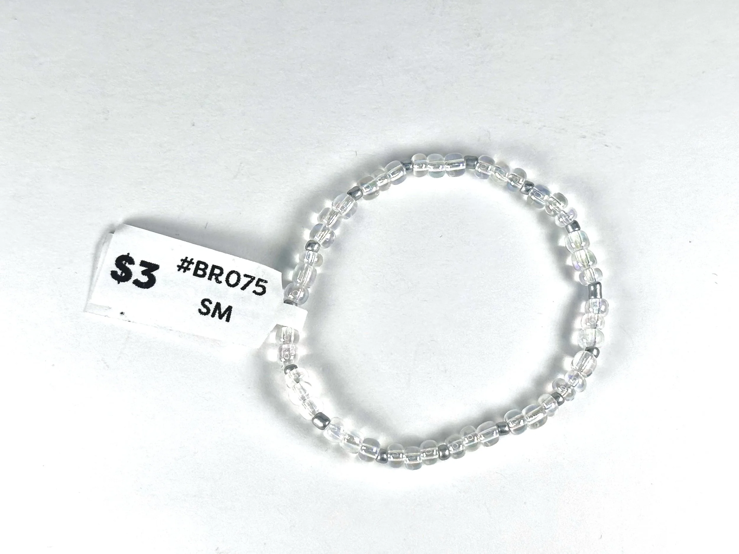 Medium Clear Beaded Stretch Bracelet | Seed Bead Bracelet