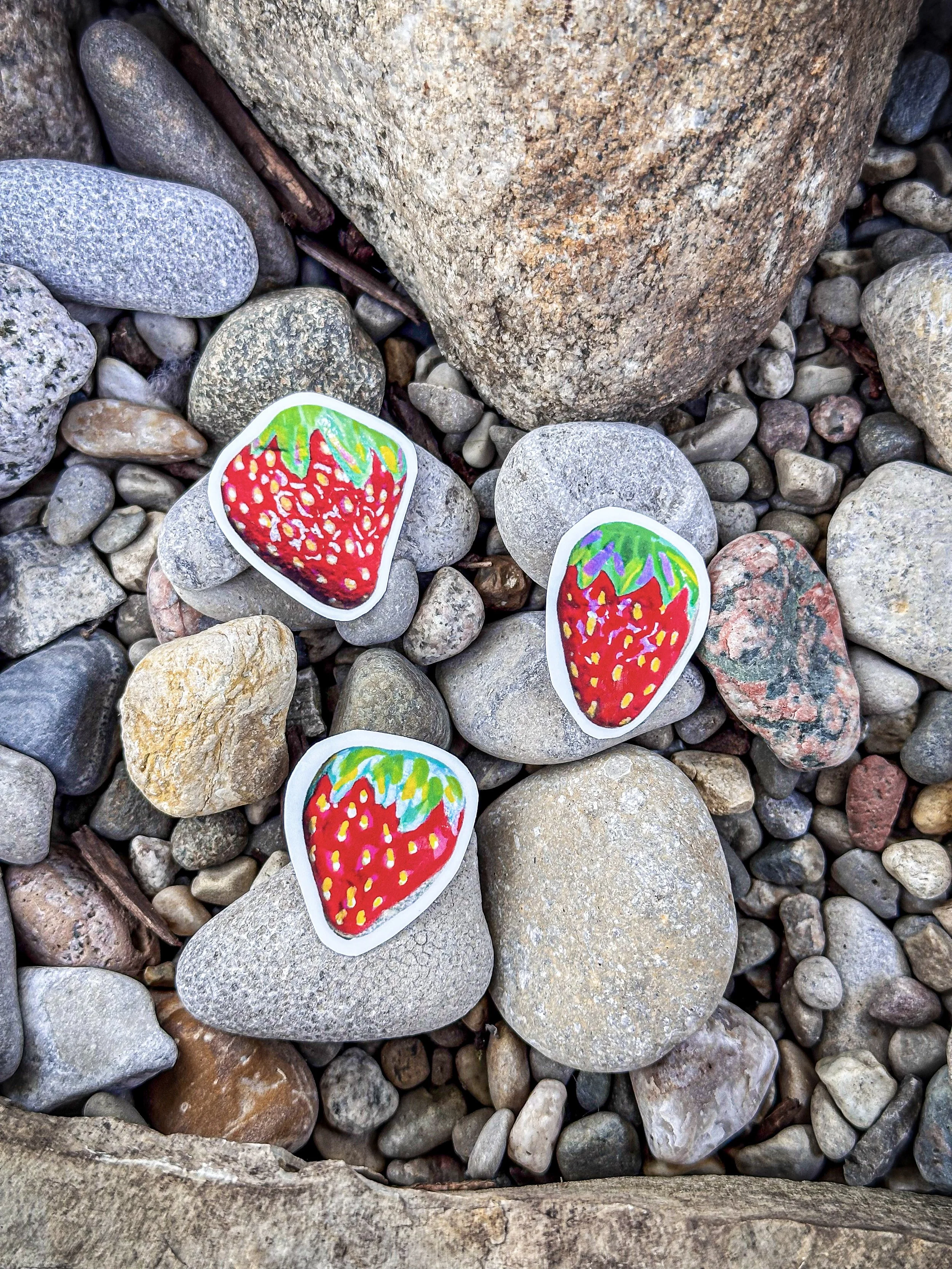 Painted Strawberry Rock Mini Stickers