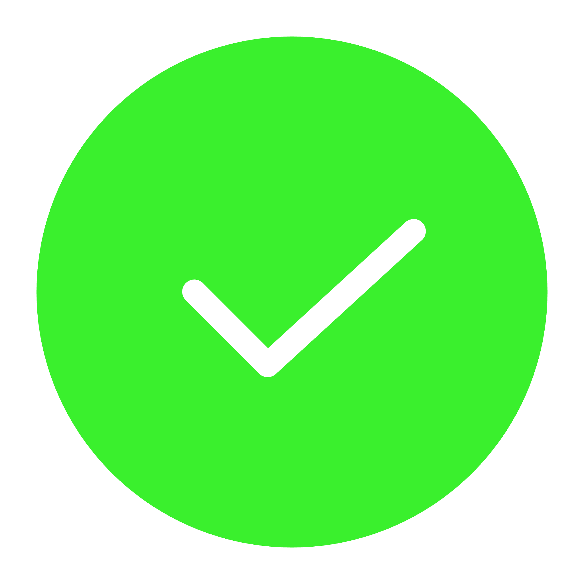 Green circle with a black checkmark in the center.