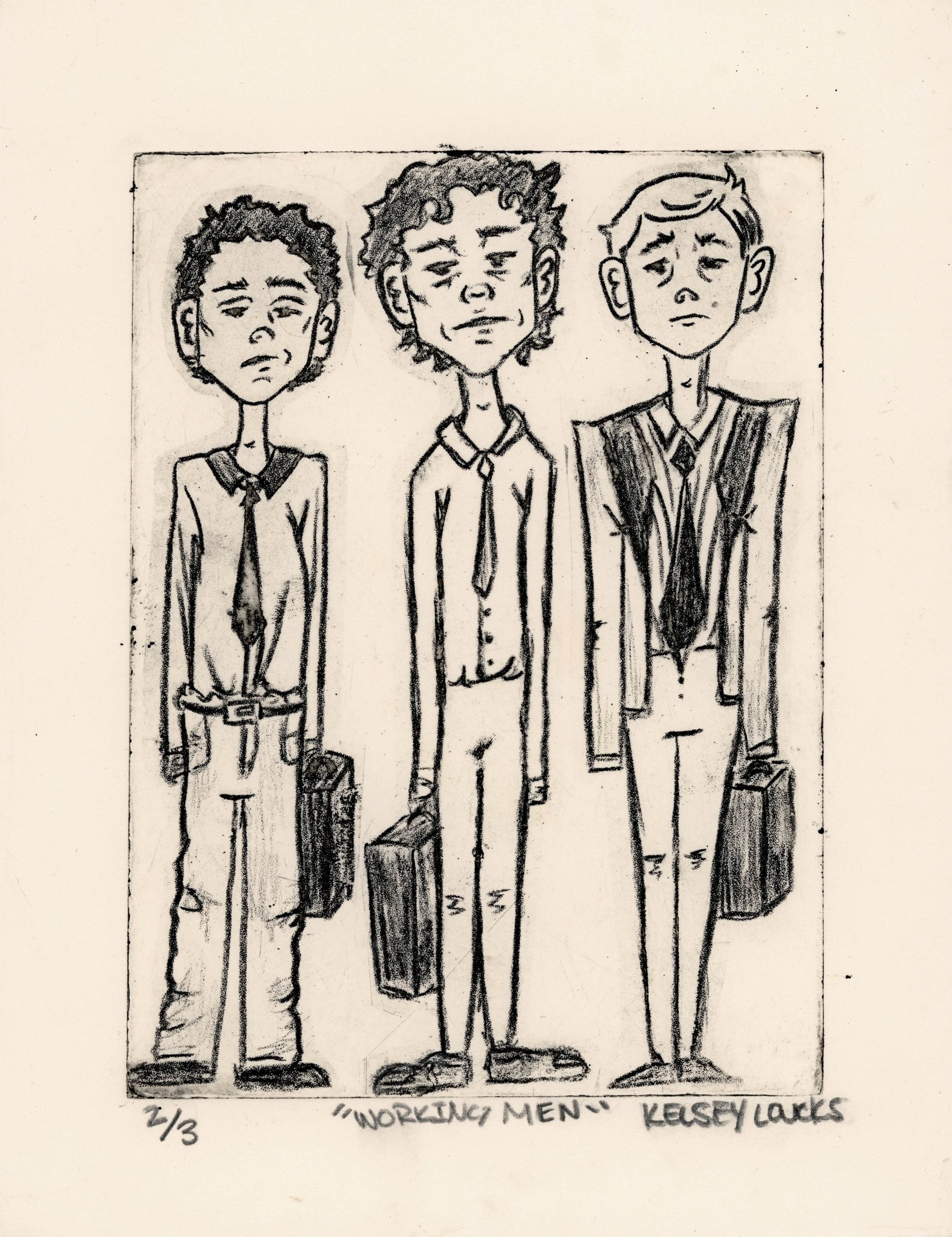 Working Men, intaglio print on paper, 2024