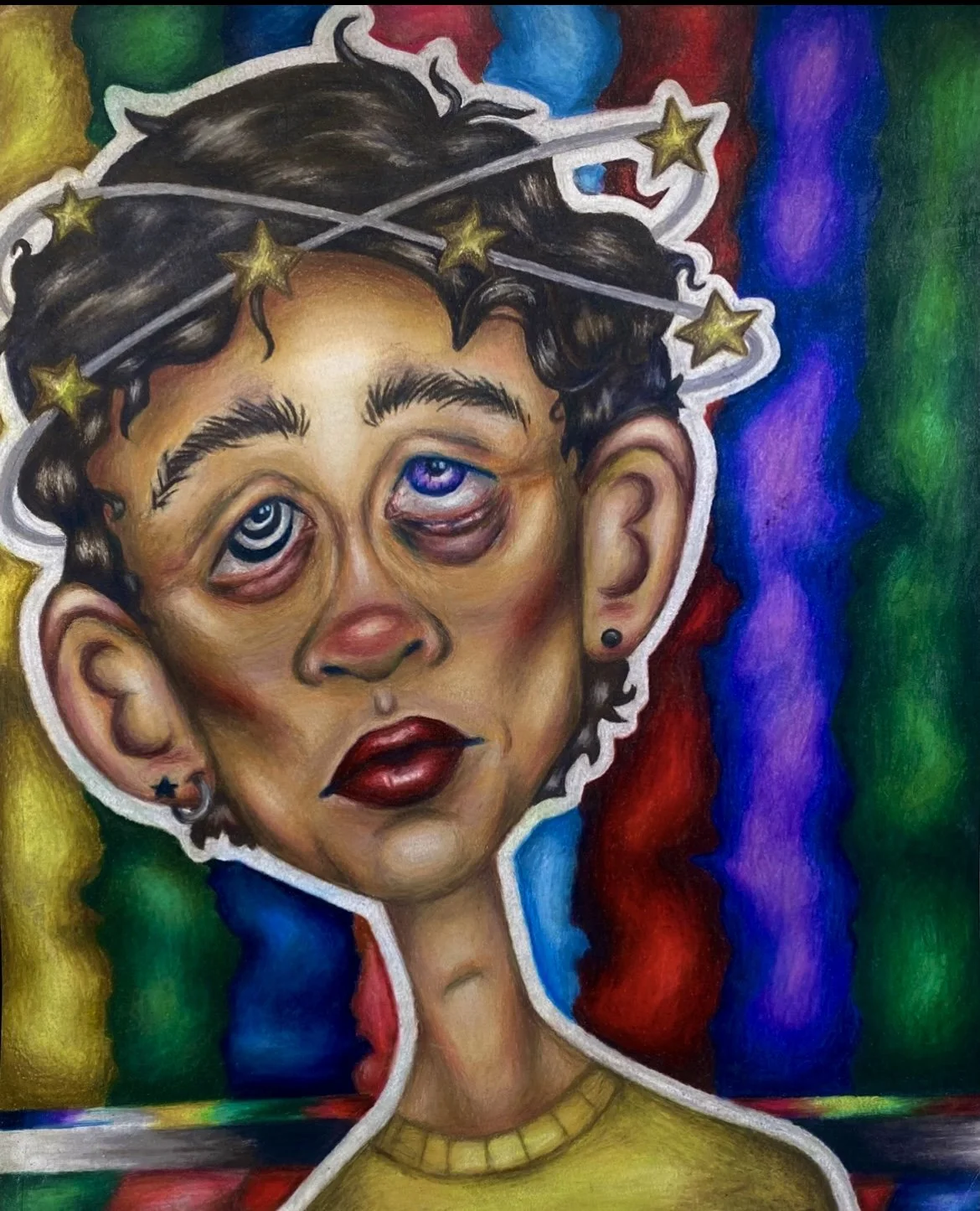 Purple Daze, colored pencil on paper, 2020