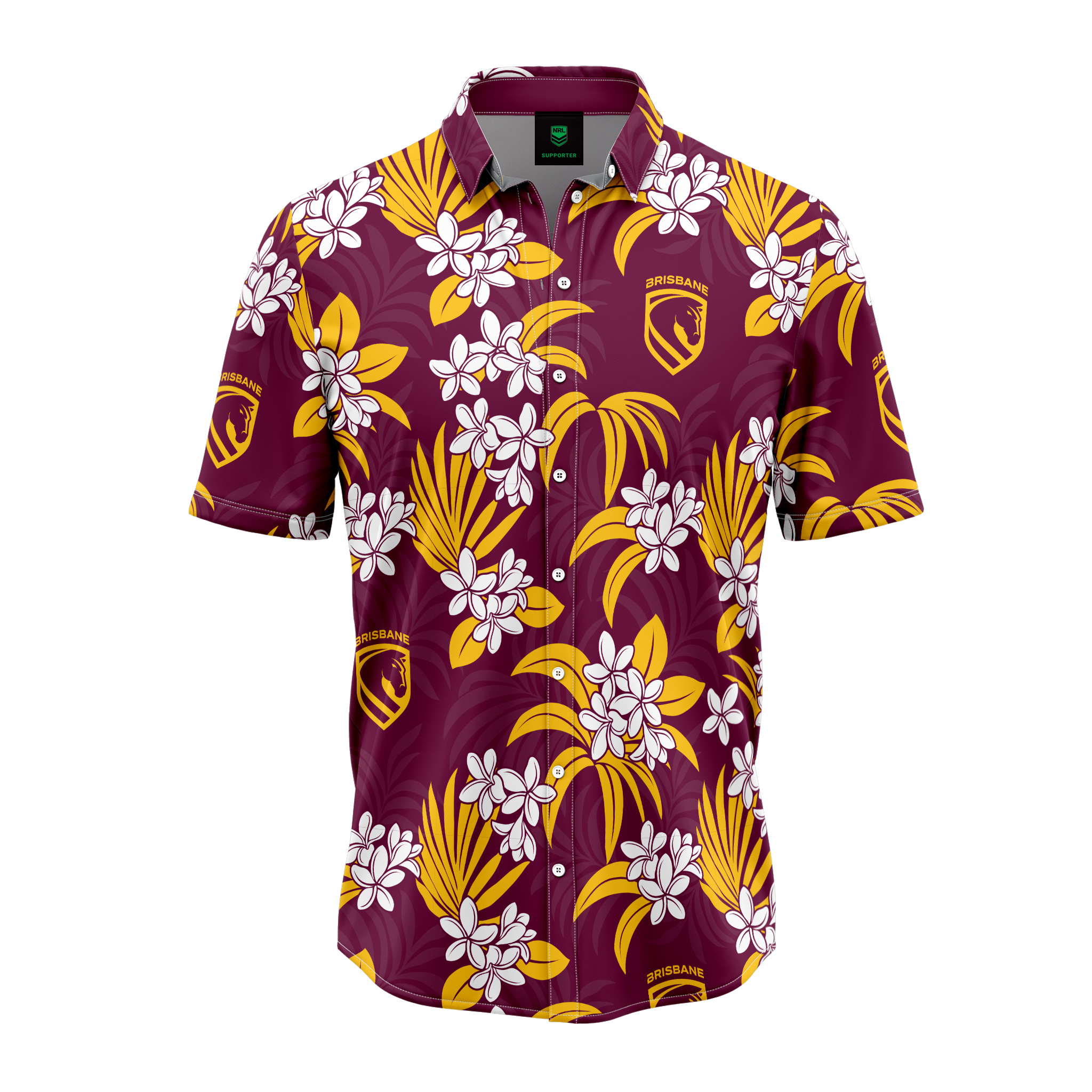 NRL Brisbane Broncos Reef Hawaiian Shirt - NEW LOGO