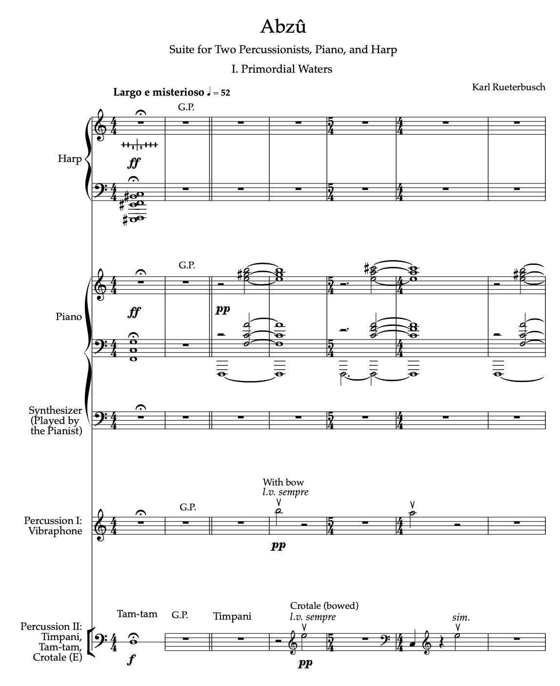 Abzû - for two percussionists, piano, and harp