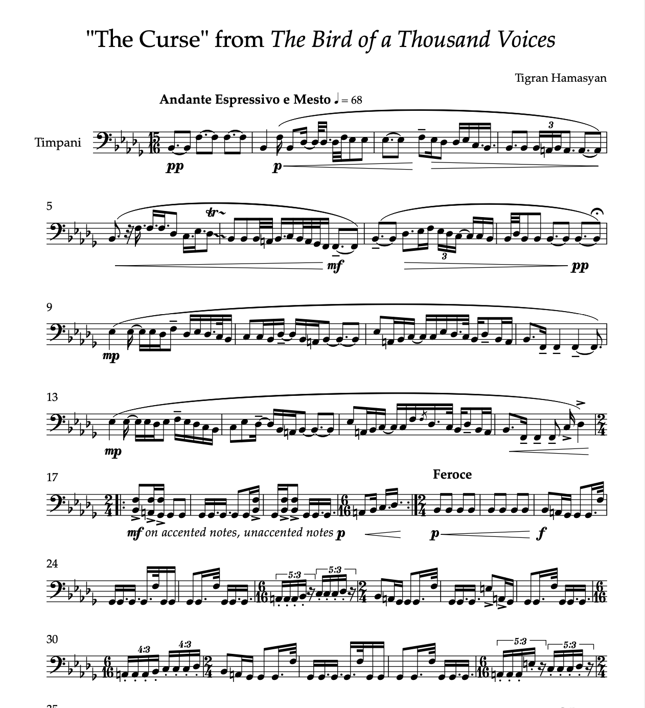 Tigran Hamasyan - The Curse - Arranged for Solo Timpani