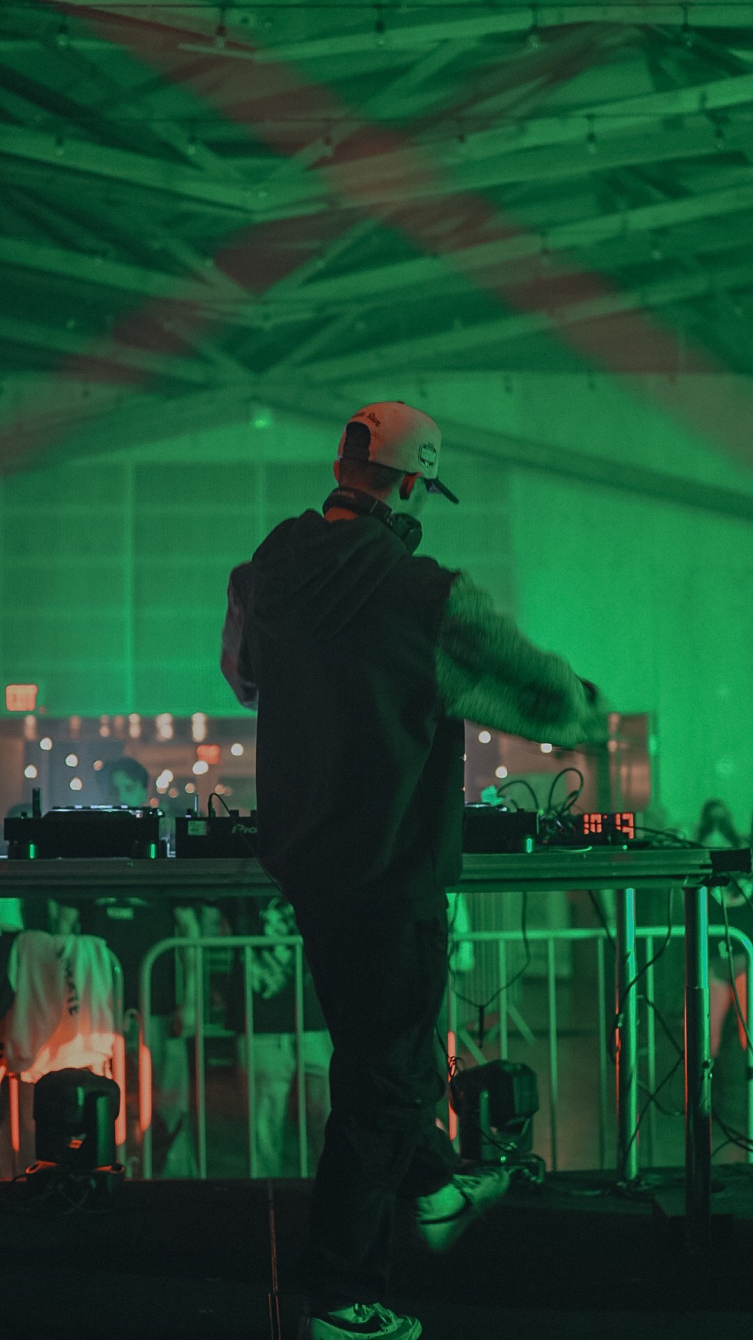 Flippin’ behind the decks, eyes closed in focus while mixing “Ghosts” into a seamless tech house blend