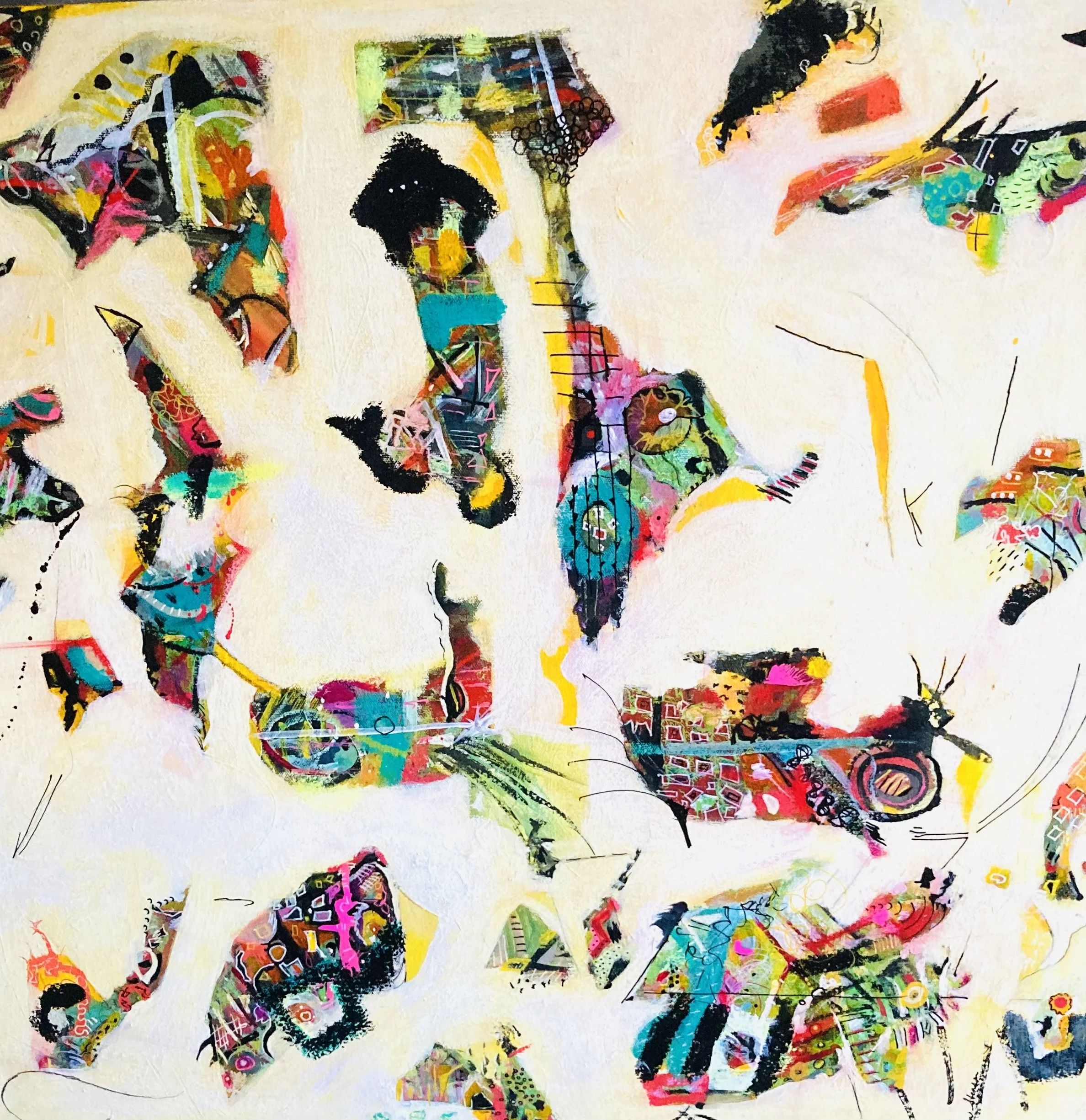 Butterfly World 24" x 24" acrylic mixed media on heavy canvas (could hang it unframed) $200.00