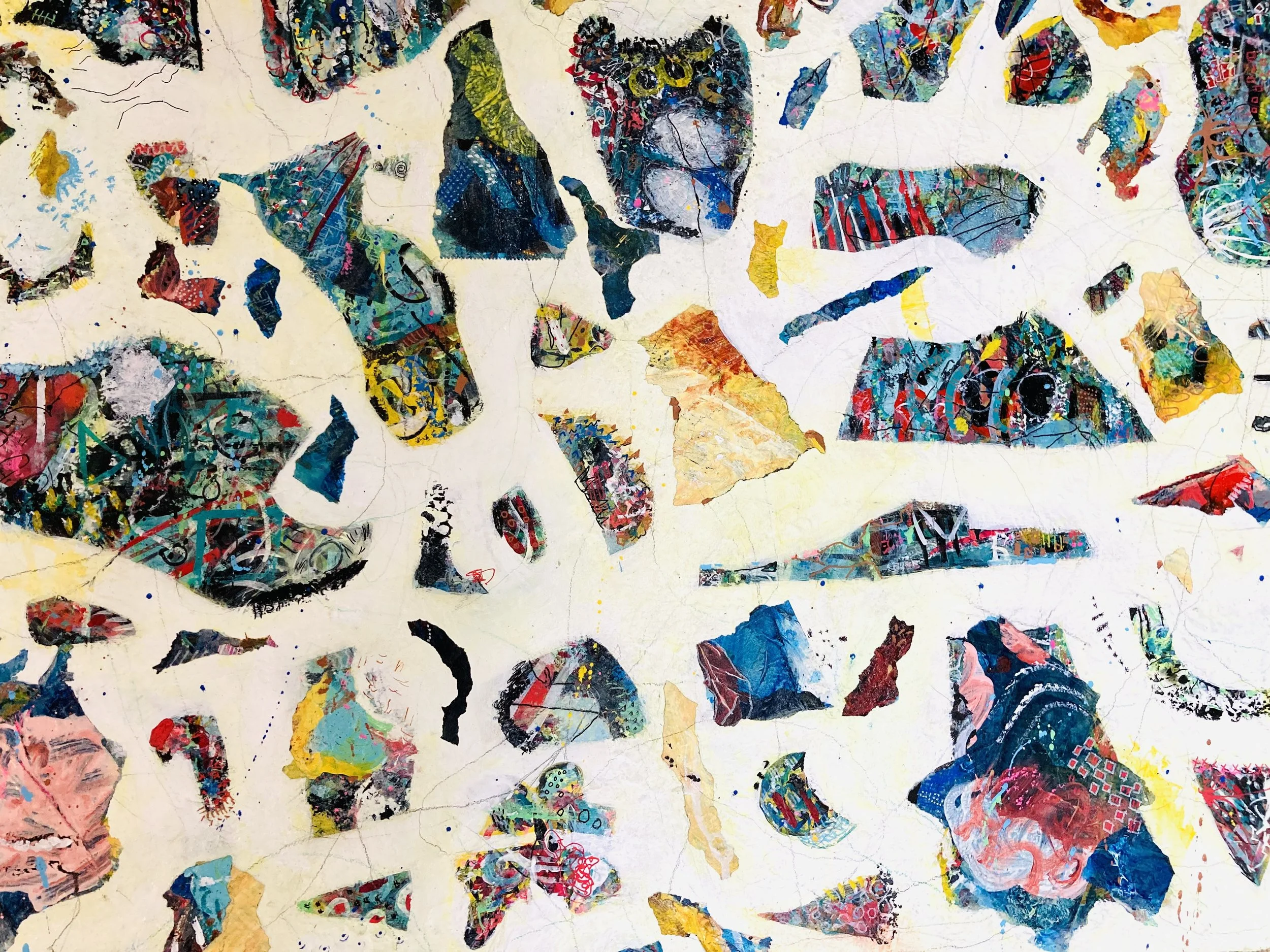 Watching The River Flow 23.7" x 31.5" 60 x 80 cm Acrylic Mixed Media on Gallery-Wrapped Heavy Canvas $350.00