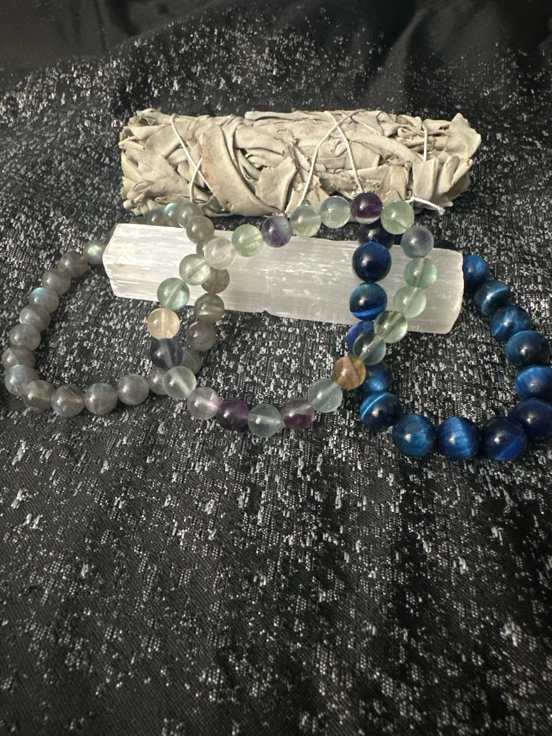⨠Transformation Trio ā Labradorite, Rainbow Fluorite & Blue Tigerās Eye āØ