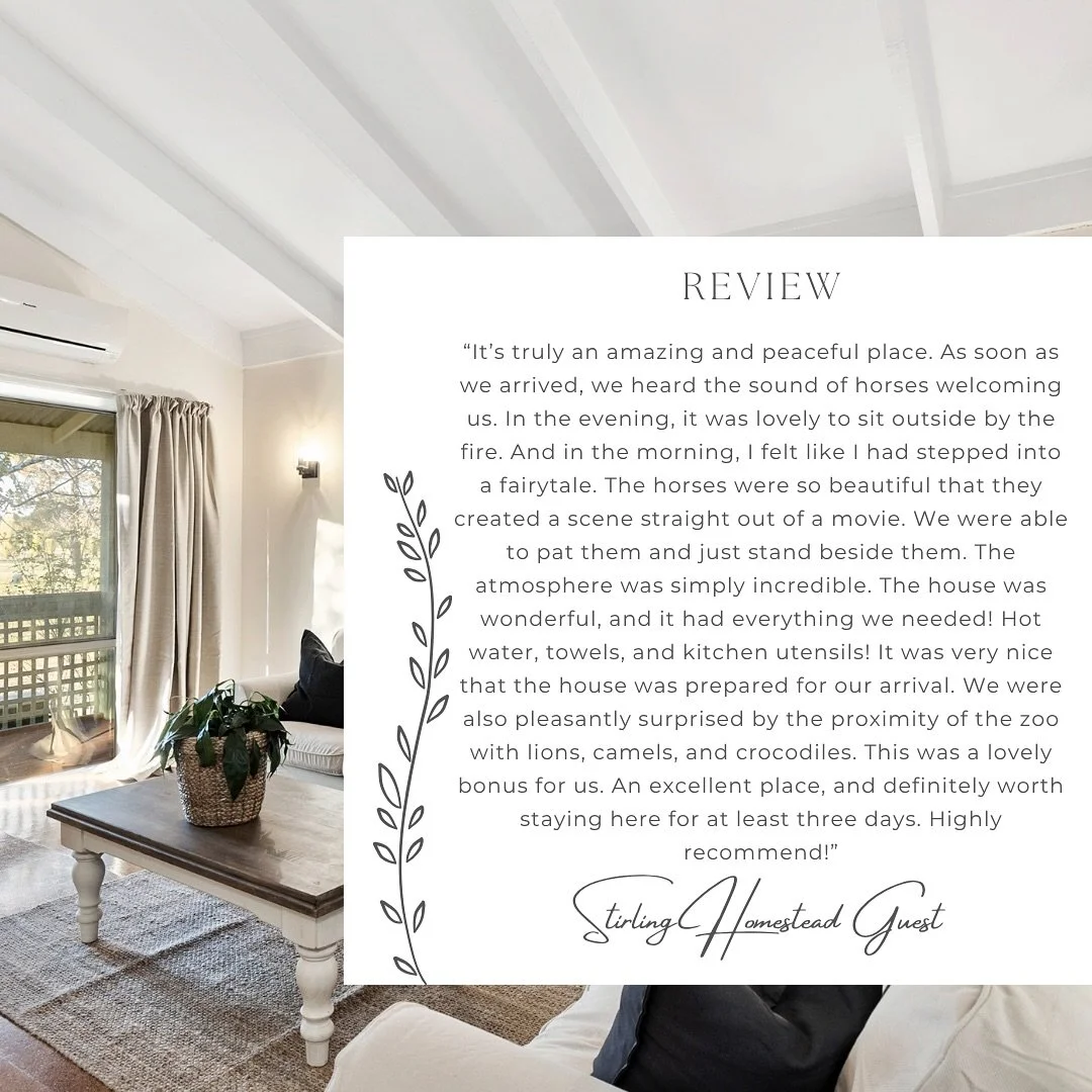 Very kind words from one of our Stirling Homestead guests 💫

#StirlingHomestead #WeddingIdeas #WeddingPlanning #VICWeddingVenues #RuralWeddings #HighCountryWeddings #AirbnbWedding #CountryEscape #GardenWedding #BarnVenue #StayInMansfield #UniqueStay