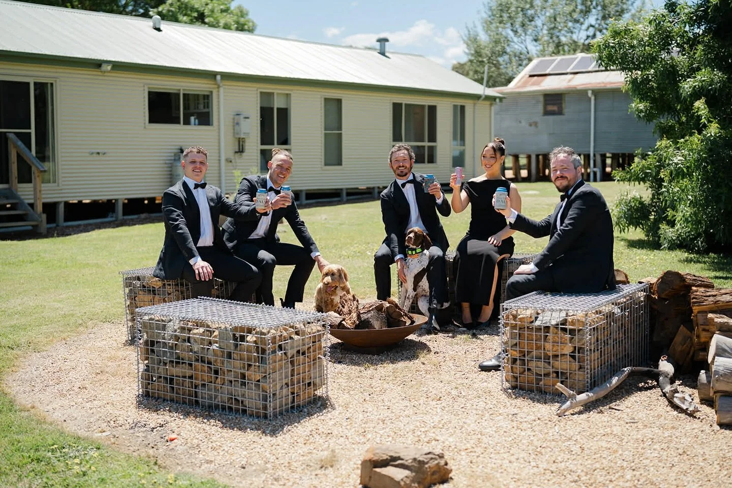 Enjoying a beer before the wedding starts out in the fire pit area of Jumbuck Cottage 🍺 

#StirlingHomestead
 #WeddingIdeas #WeddingPlanning #VICWeddingVenues #RuralWeddings #HighCountryWeddings #AirbnbWedding #CountryEscape #GardenWedding #BarnVenu