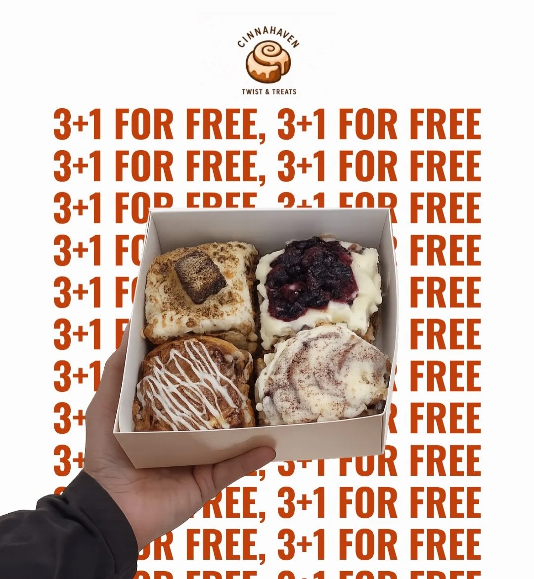 If you needed a sign to come to Cinnahaven today, this is it 👀
buy 3, get 1 free on weekdays only😍
the hardest part? deciding which flavors are coming home with you.😉🤎

ha kellett egy jel, hogy ma elgyere a Cinnahavenbe, akkor ez az 👀
vegy&eacut