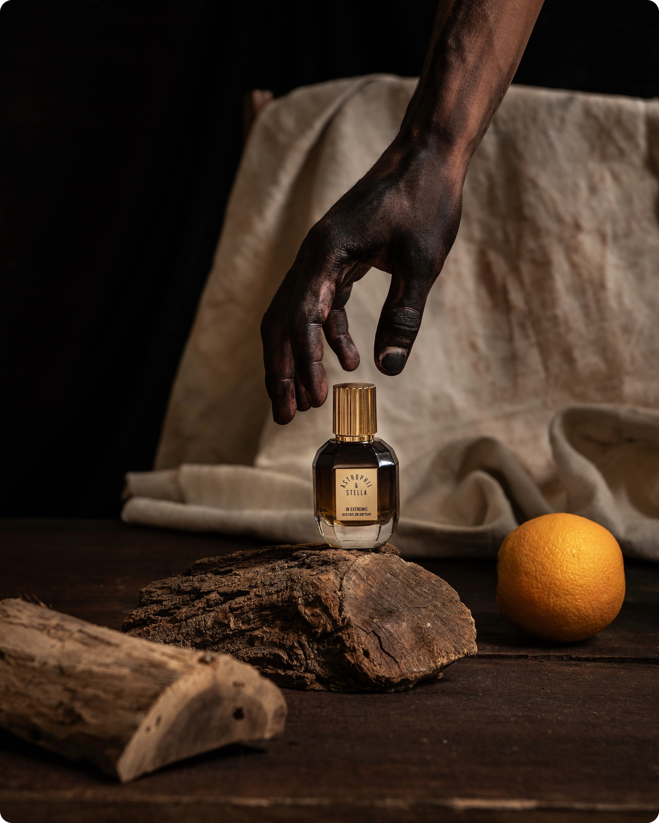 Astrophil and Stella In Extremis extrait de parfum 50 ml, bottle with hand