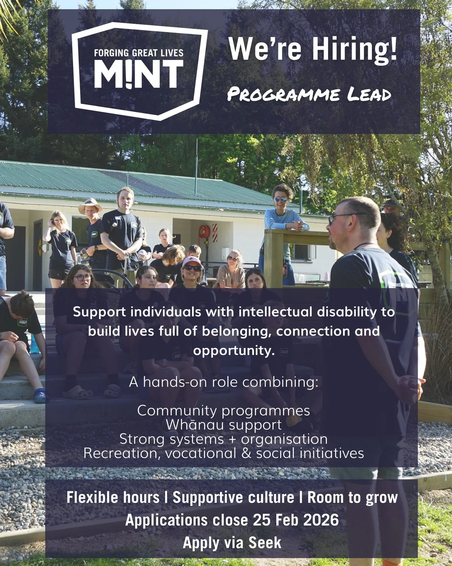 We&rsquo;re Hiring: Programme Lead (Part-Time, 24 hrs/week)

Mint Charitable Trust is looking for a values-driven Programme Lead to join our team in beautiful Wānaka.

This is a hands-on role supporting individuals with intellectual disabilities to b