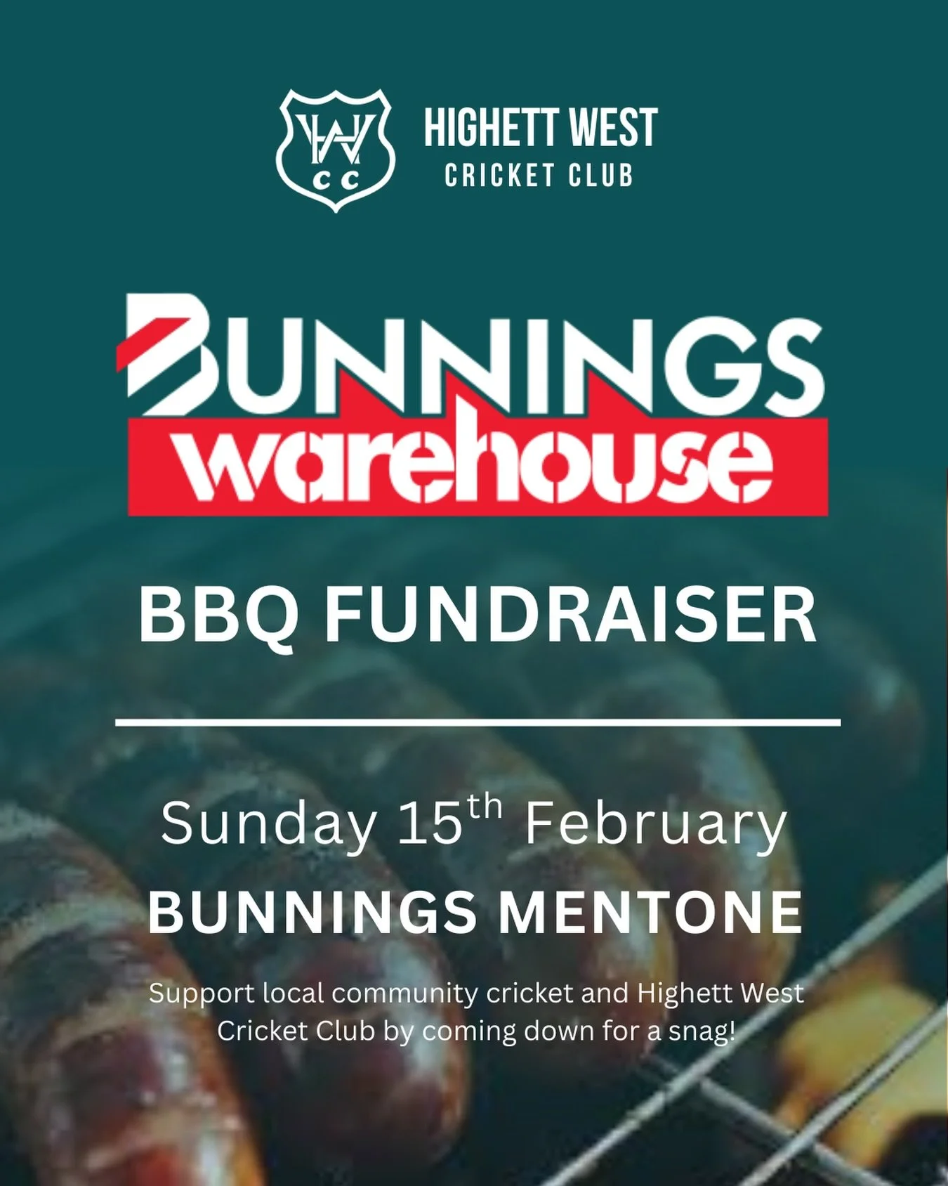 🔥 REMINDER: SAUSAGE SIZZLE ALERT 🔥

We&rsquo;re firing up the BBQ at Bunnings to raise funds for Highett West Cricket Club! 🌭💙🤍

Swing by, grab a snag (or two), and help support local cricket. Every bite helps keep the Burras rolling! 🏏

📍 Bun