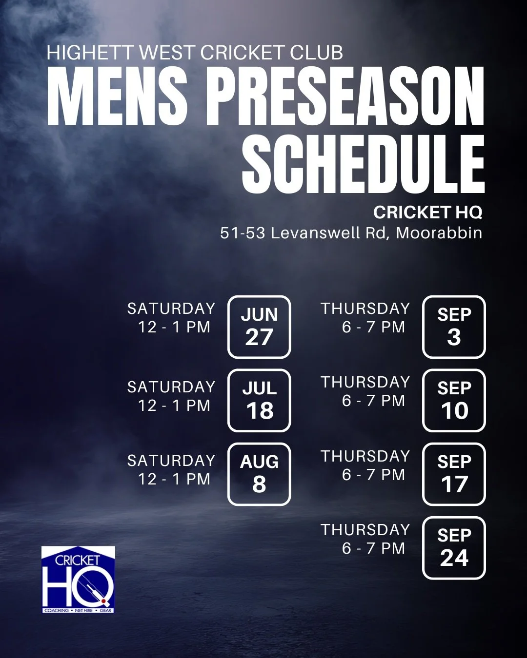 All are welcome down to our net session at Cricket HW, Moorabbin today 🏏 The men start at 12pm and the women will follow on from 1pm. See you there 💪🏼