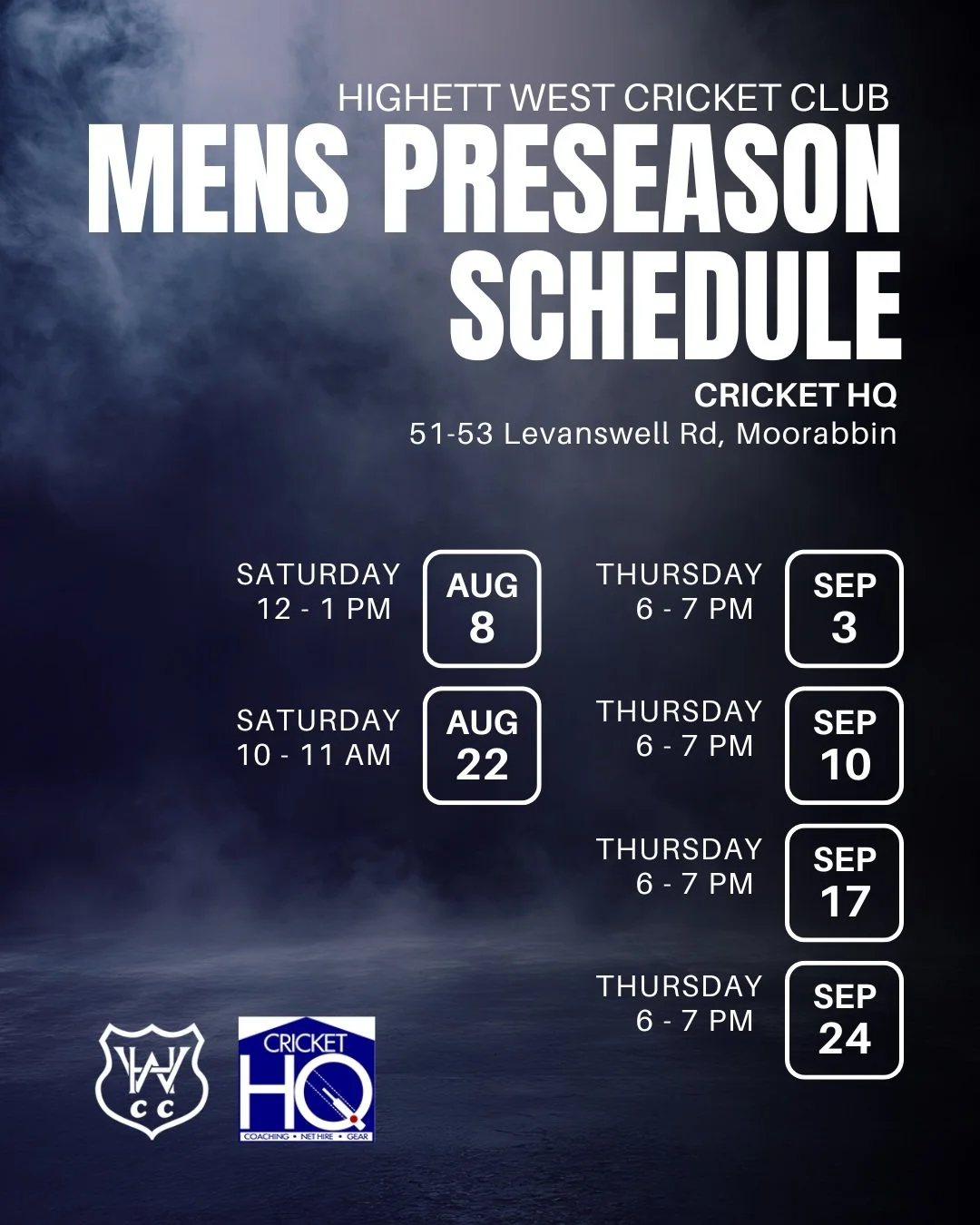 Updated pre-season schedule for our Seniors! A few more dates have been added as we get closer to the start of season 2026/27 💪🏼