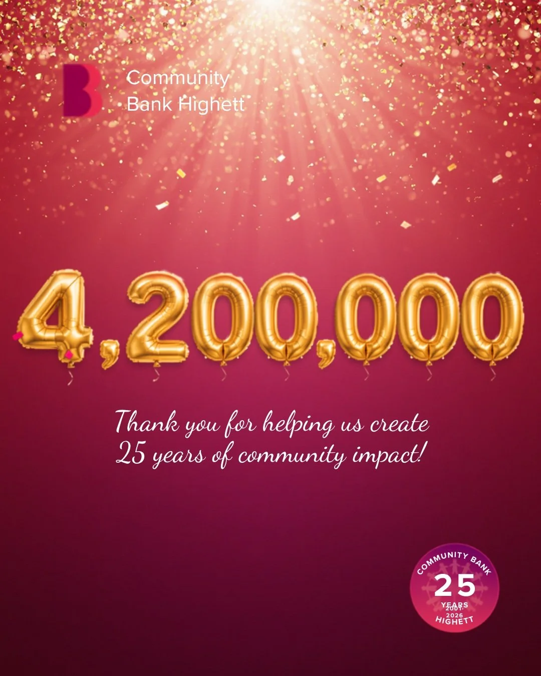 COMMUNITY SPOTLIGHT

This year, Community Bank Highett is celebrating 25 years of supporting local organisations, clubs and community groups, with more than $4.2 million invested back into our local area. 👏

As part of the celebrations, they're shar