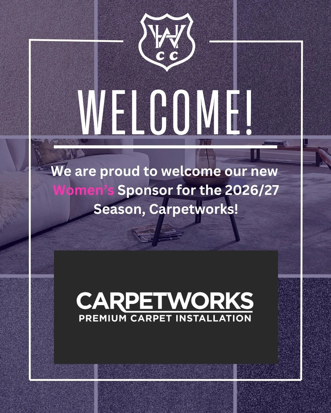 We are proud to welcome Carpetworks as a Sponsor of our Inaugural Women's Team for Season 2026/27 🩷🏏

Since 1996, Carpetworks has been delivering premium carpet installation and flooring solutions across both domestic and commercial projects. As a 