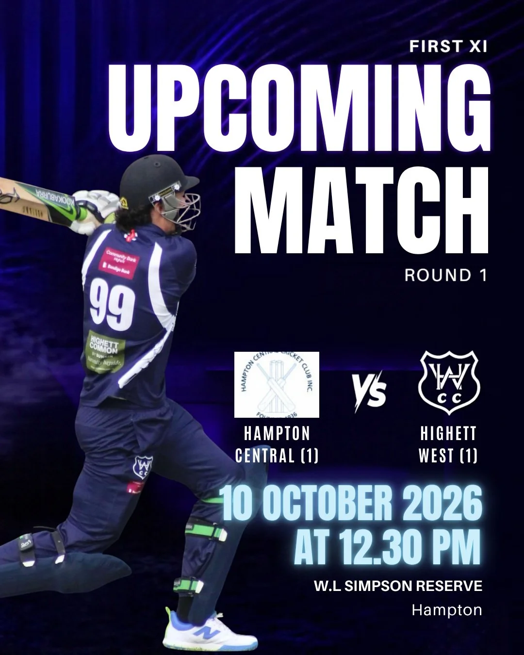 Here are our upcoming matches for the wekeend.

It all kicks off tonight with our TWO U14s sides. Our first U14s side will be at Peterson St Reserve whilst our second U14s (mixed) side will be away at Lord's Reserve.

The action continues with our Fi