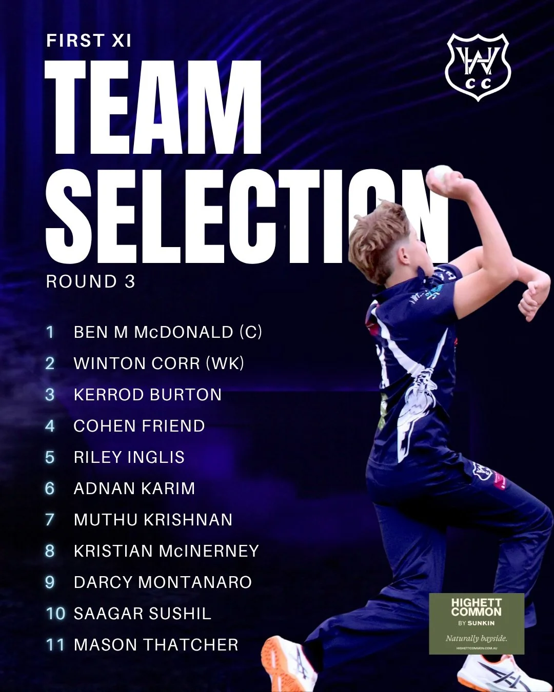 Here are the teams for the weekend!

An exciting one for the club with an unofficial father/son match in the Third XI, leaving us with a packed line up for all senior sides.

On another note, our mixed U14s side with Bentleigh ANA had their first win