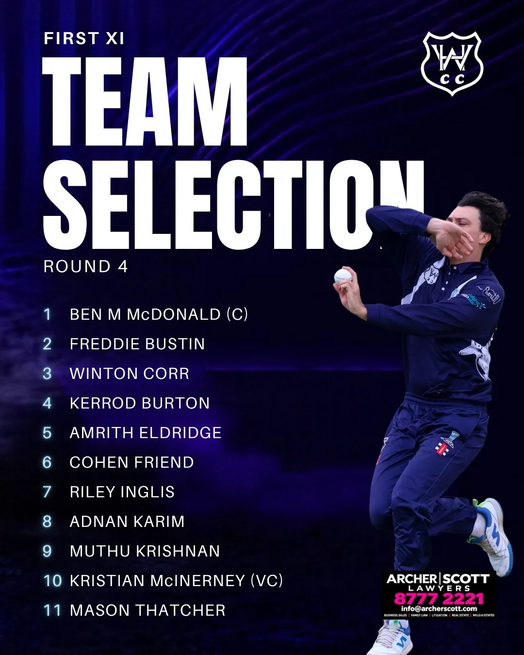 Here is our team for the First XI today. Amrith and Freddie back in and playing at home from 12:30PM.