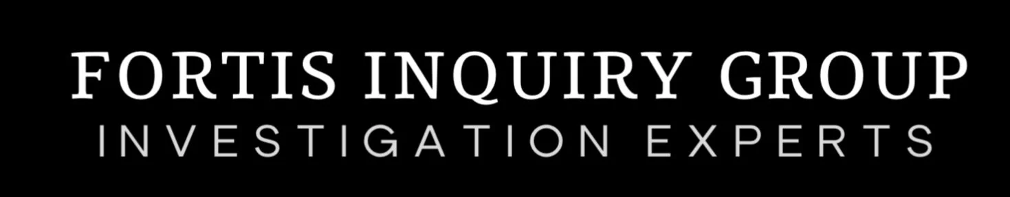 Fortis Inquiry Group logo with black background, white text reading 'Fortis Inquiry Group Investigation Experts'.