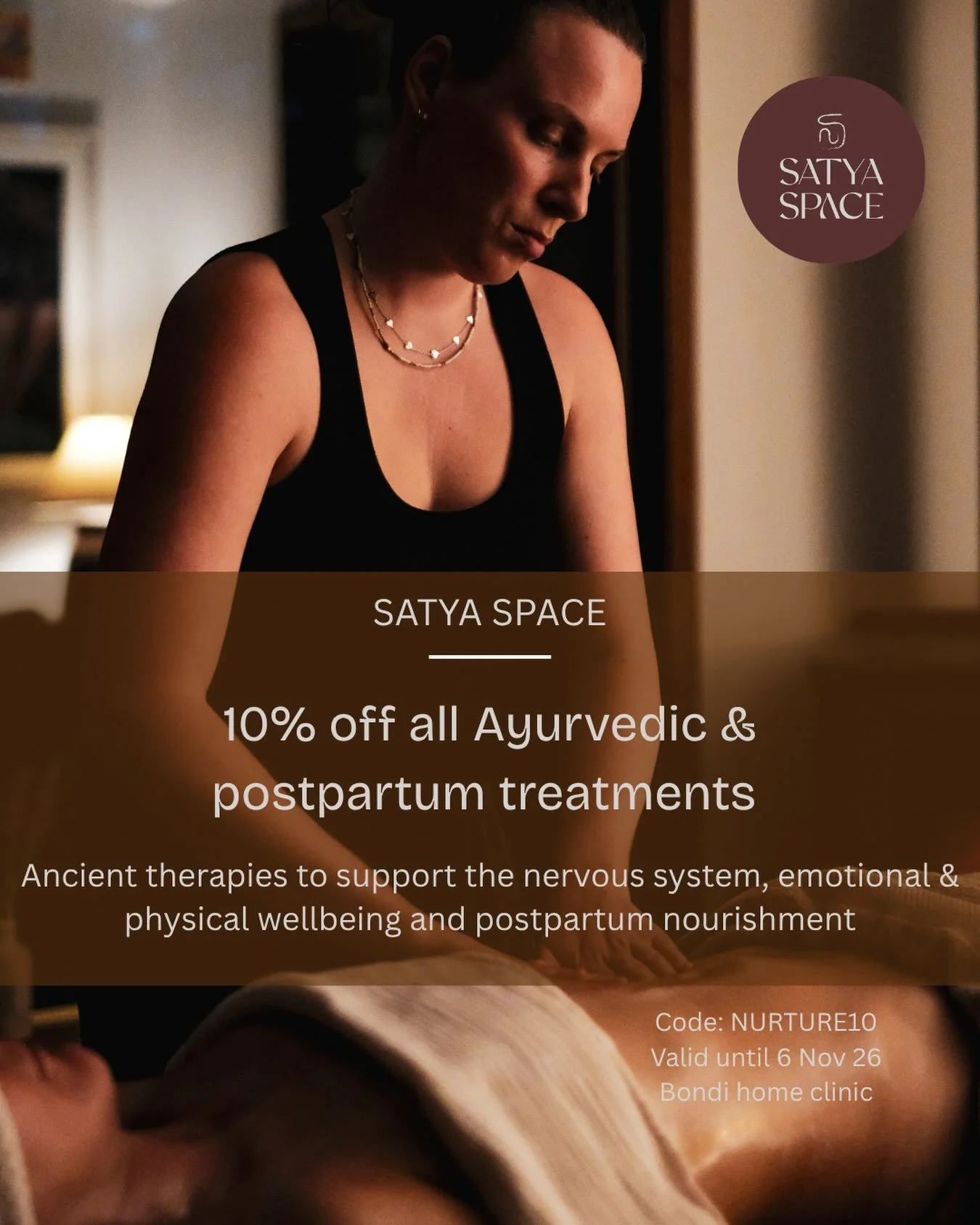 Experience profound rest, release and vitality with specialised and ancient therapies. 

&mdash;Signature Abhyanga Ayurvedic oil therapy 
&mdash;Targeted external Basti treatments 
&mdash;Abhyanga + Basti combinations 
&mdash;Closing the Bones Postpa