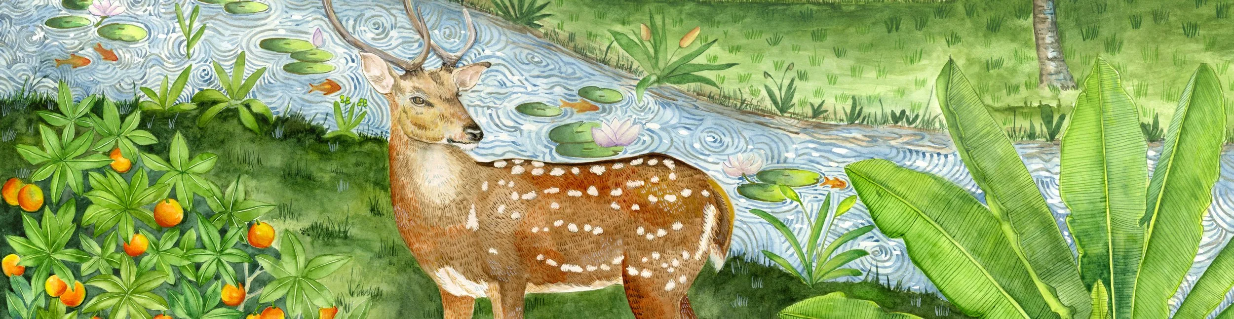 Deer in garden, cropped.