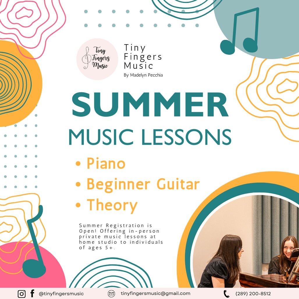 Hello everyone! With summer quickly approaching, I’m excited to share that Tiny Fingers Music is now accepting new students for piano and beginner guitar lessons!
Enrollment for our summer program is officially open. Feel free to reach out wit