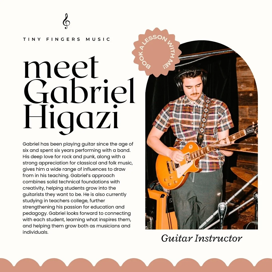 🎸Meet Gabriel! Gabriel has been playing the guitar ever since he was six and spent six years performing with a band! With influences from rock, punk, classical, and folk, he blends technique with creativity to help students grow as musicians. Curren