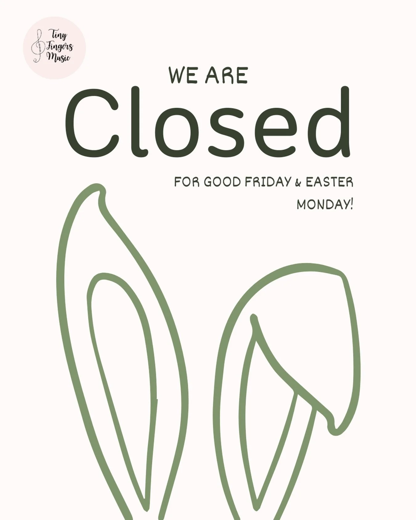 Closed for Good Friday &amp; Easter Monday 🌷
Lessons will still run on Saturday, April 4th 🎶