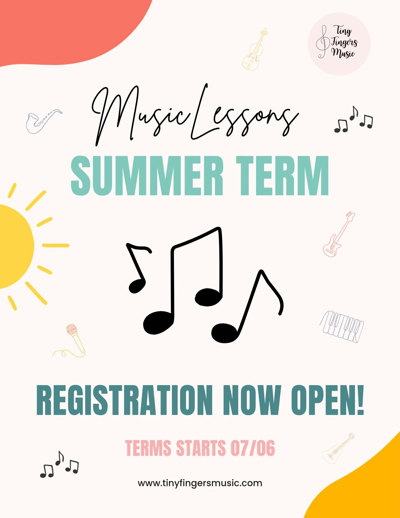 🎶☀️Summer Music Lessons Are Here! ☀️🎶

Registration for our July-August term is now open! Whether you&rsquo;re continuing your musical journey or trying something new, summer is a great time to learn, grow, and make music.

Lessons available in pia