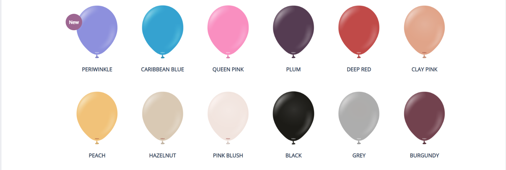 Balloon color palette C including classic, macaron, pearl, mirror chrome, and specialty balloon colors.