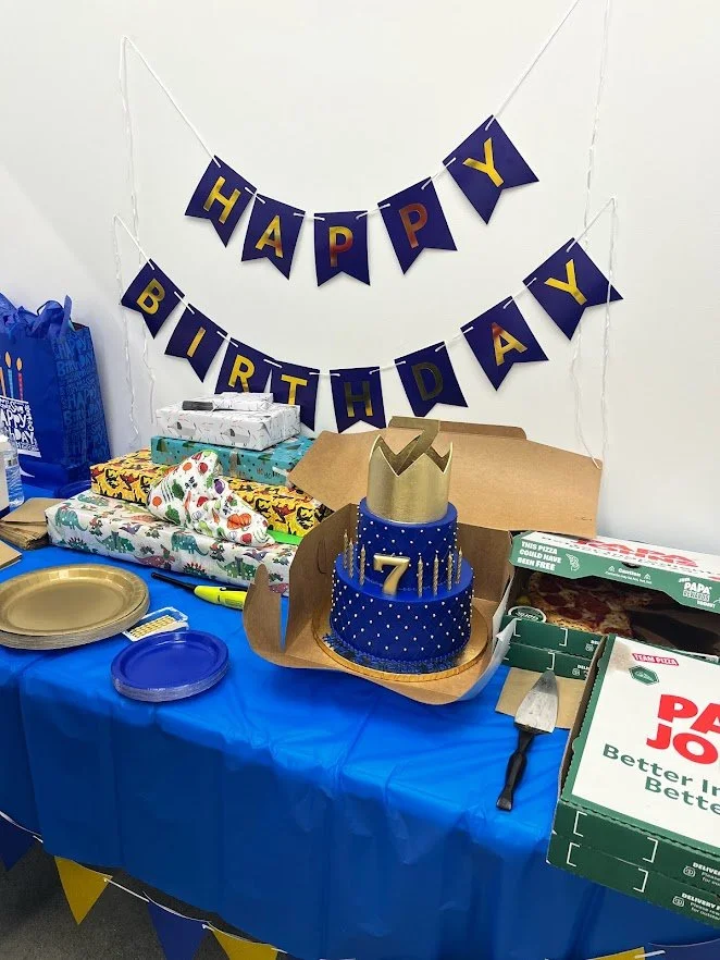 Theme Development - Royalty Fit for a King, Blue, Gold custom cake 