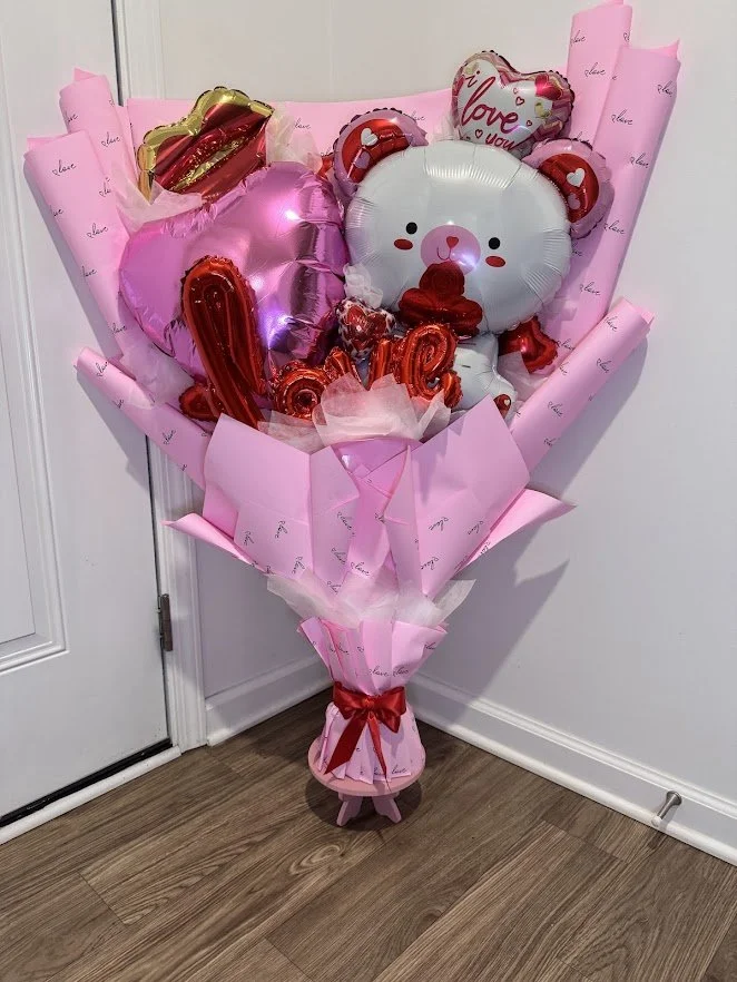 Valentine's Day Jumbo Balloon Bouquet, with variety of love foil balloons.