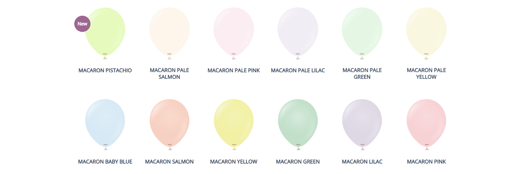 Balloon color palette C including classic, macaron, pearl, mirror chrome, and specialty balloon colors.