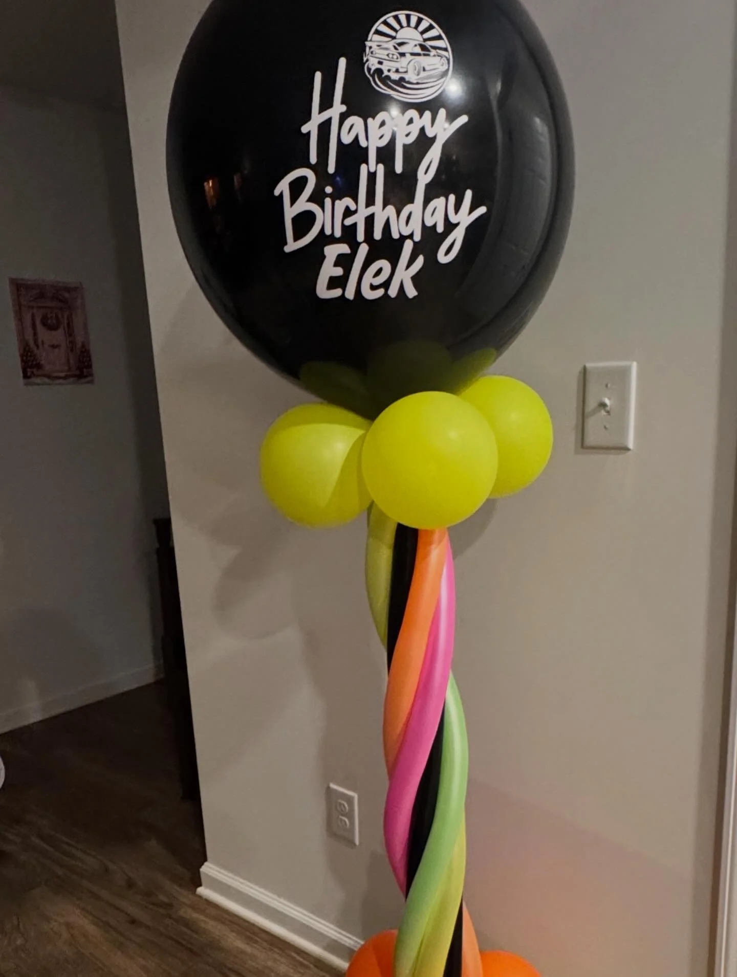 Theme Development - Japanese Domestic Market (JDM), with neon and black Balloon Tower and Personalized Vinyl wording and graphic. 