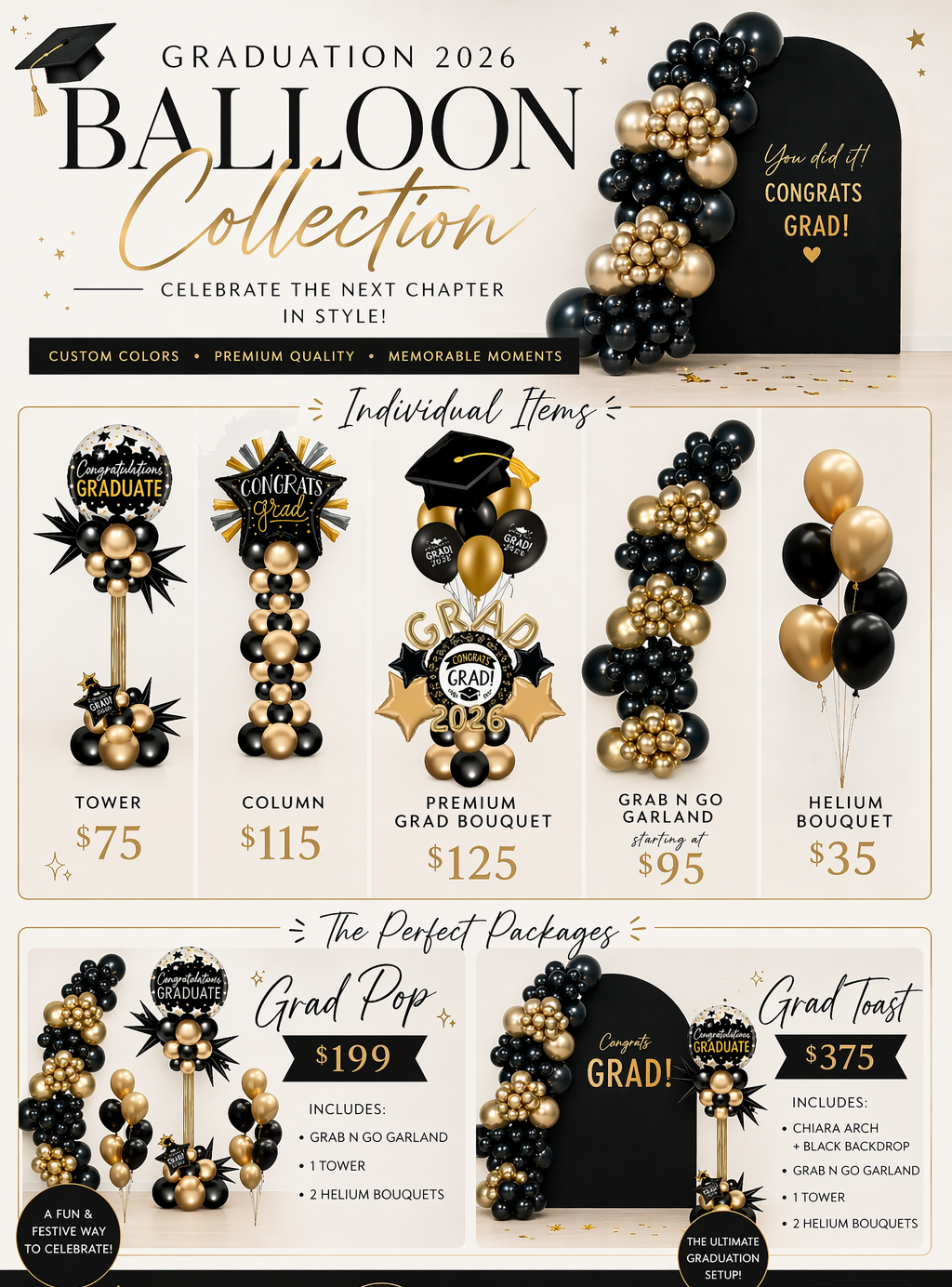 Variety of graduation balloon sets 