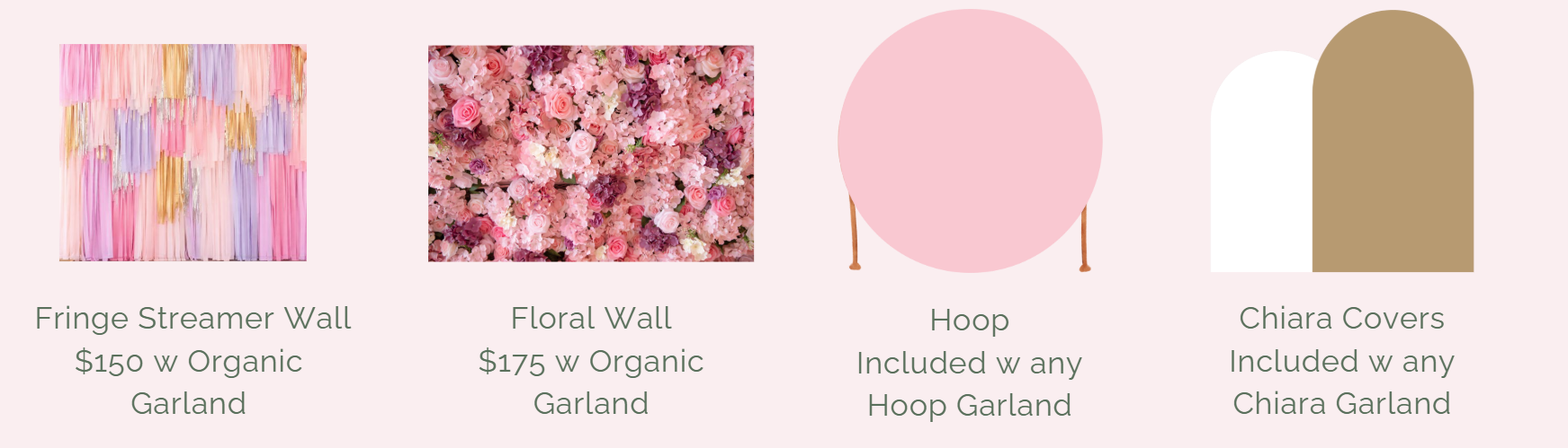 Balloon backdrop options and available color selections for Velvet Curl Events installations.