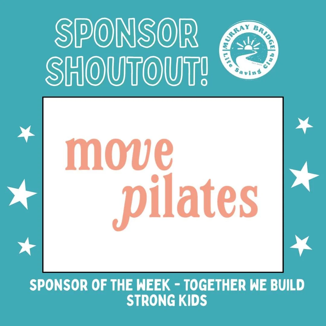 🌟 Sponsor of the Week 🌟

This week we would like to acknowledge and thank Move Pilates for their support of Murray Bridge Life Saving Club.

Their contribution helps us:
✔ Deliver our Nippers program at Sturt Reserve
✔ Provide equipment and resourc