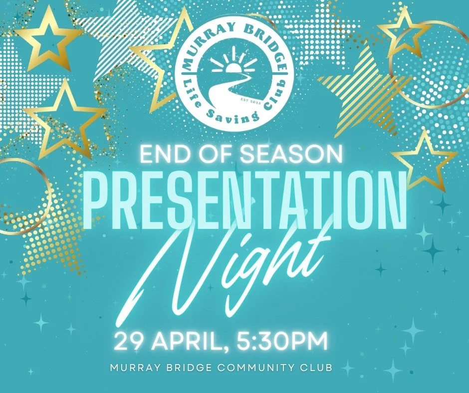 🎉 End of Season Presentation 🎉

We&rsquo;d love to see all of our Murray Bridge LSC families and members at our End of Season Presentation!

📅 Wednesday 29th April
🕠 Arrive from 5:30pm for a 6:00pm start
📍 Murray Bridge Community Club

Just a re