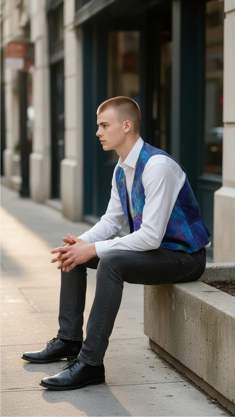 Blue Silk Vest