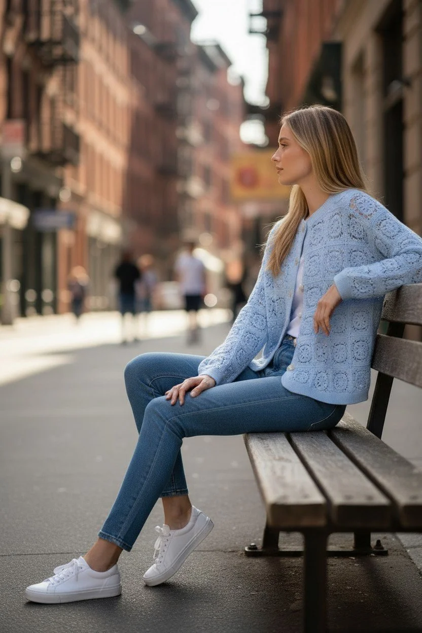 Powder Blue African Flower Jacket.