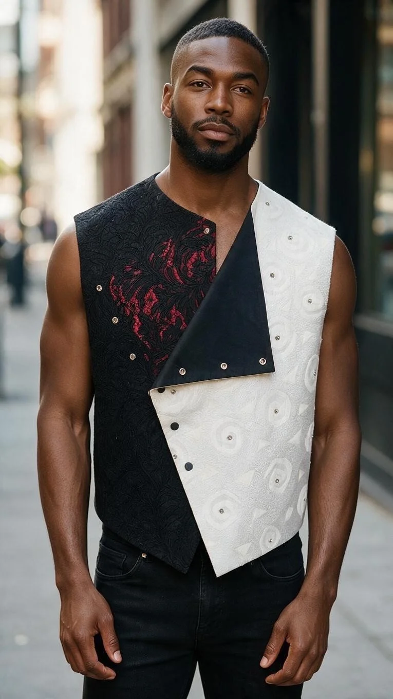 Black, White & Red Vest