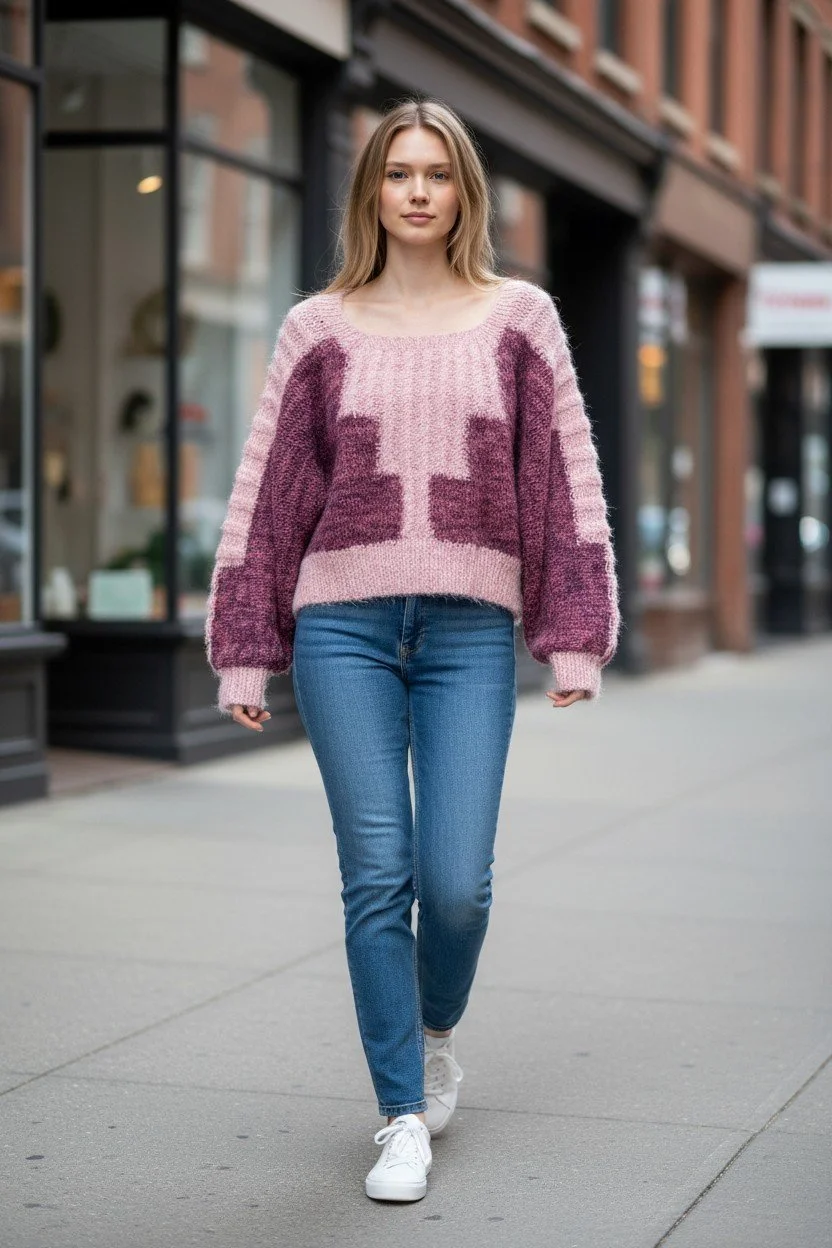 Pink/Purple Batwing Jumper