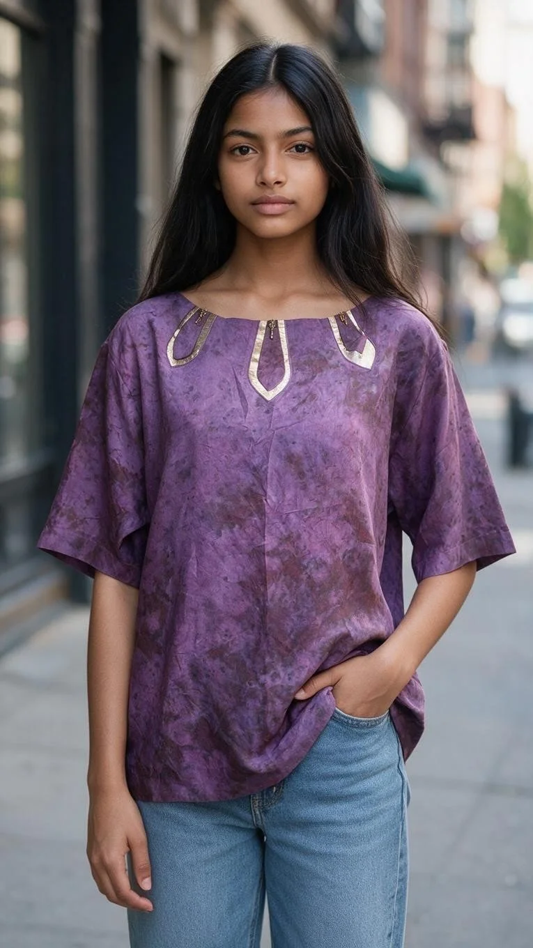 Purple & Gold Silk Top