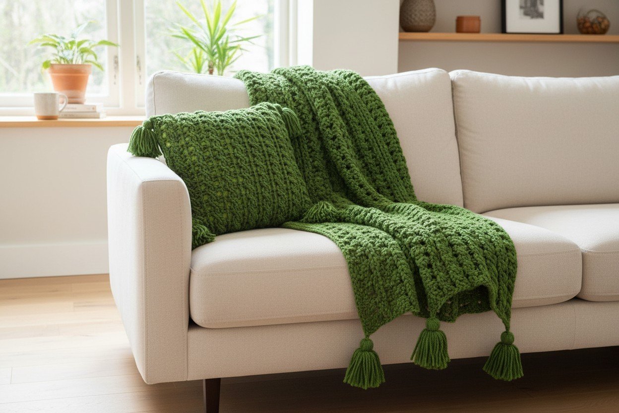Celtic Cable Throw and Cushion Set
