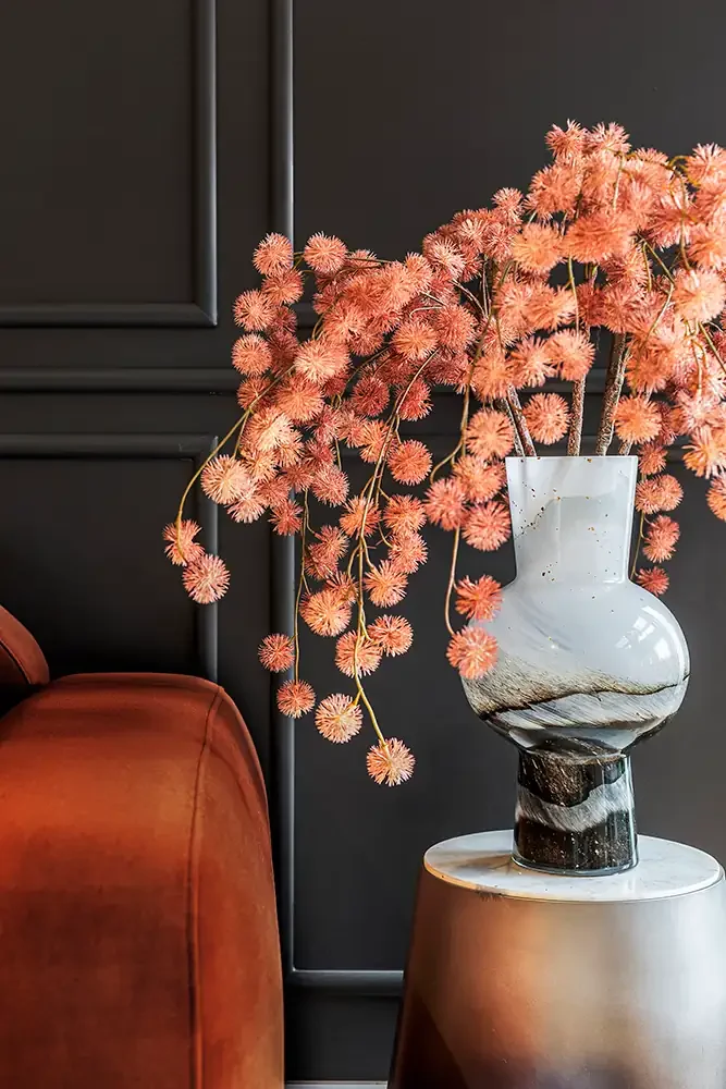 Floral display detail at a Jane Bell Lane apartment, showcasing the artistic eye of a Melbourne architectural photographer.