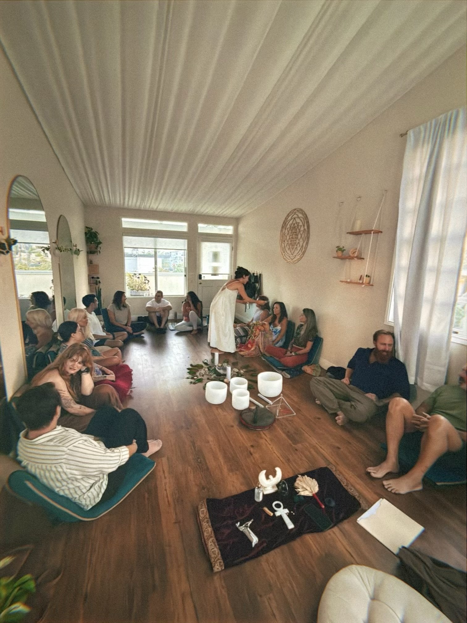 New Moon Ceremony with crystal singing bowls for sound healing